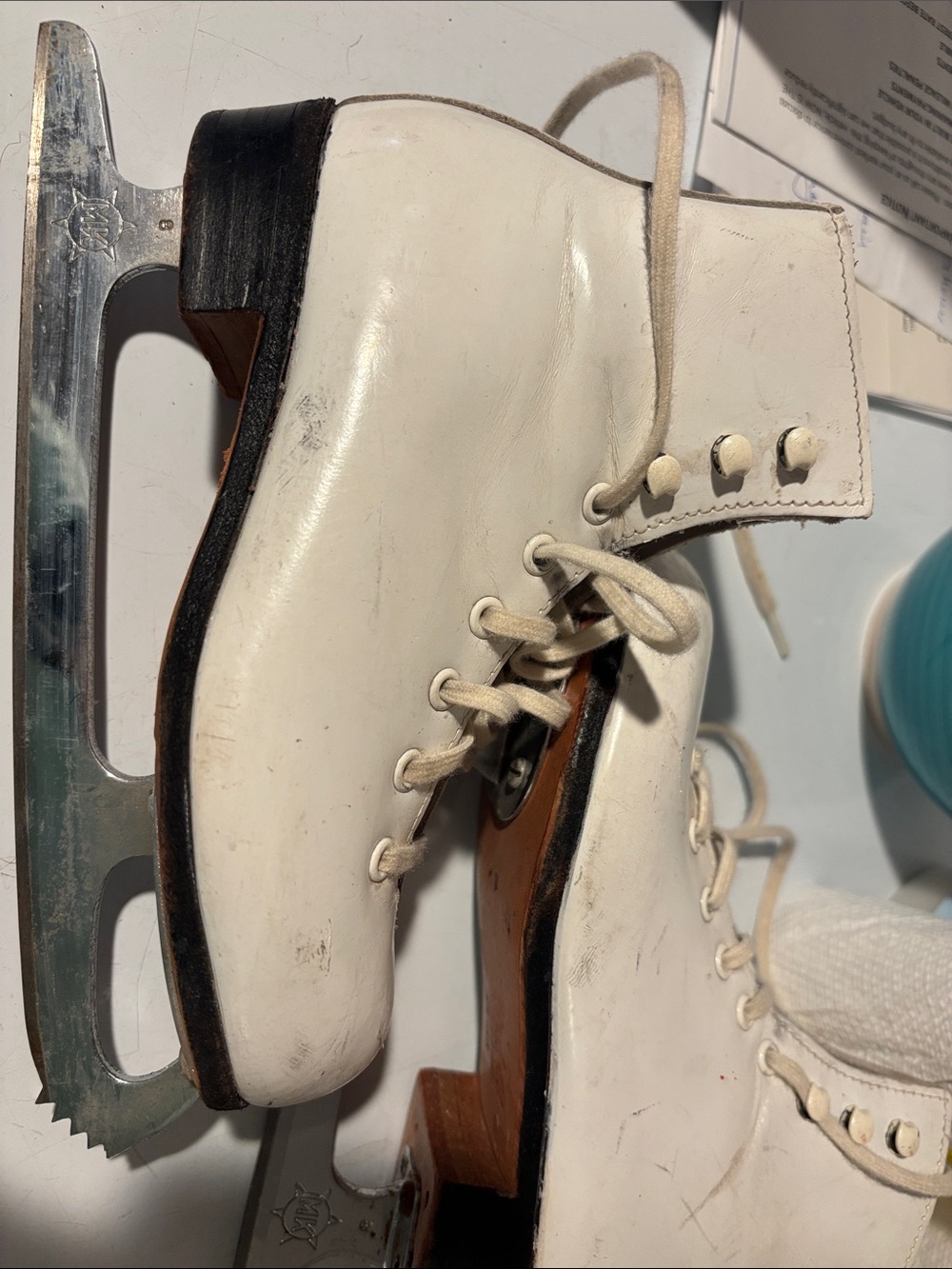 Riedel White and Brown Figure Skate Boot Interior